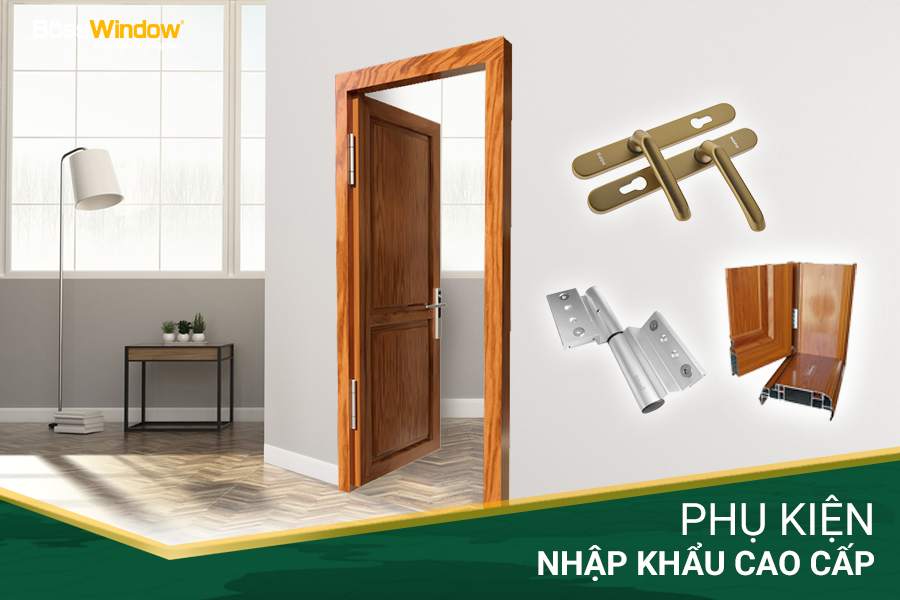 Cửa nhôm giả gỗ phòng ngủ