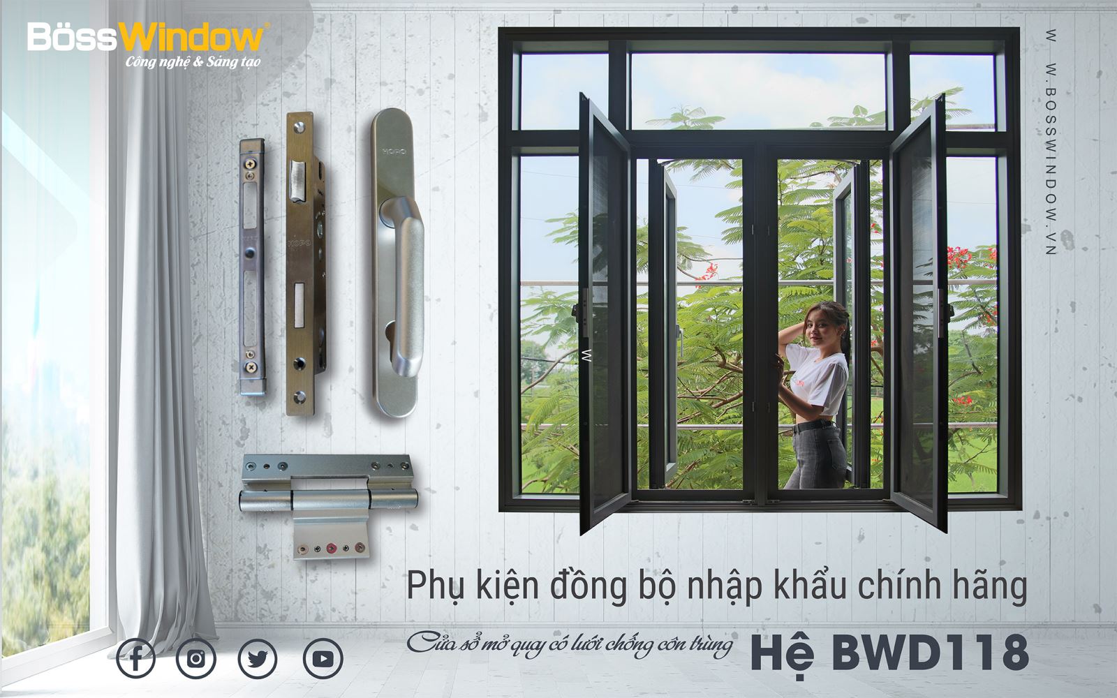 Cửa sổ mở quay có lưới chống côn trùng